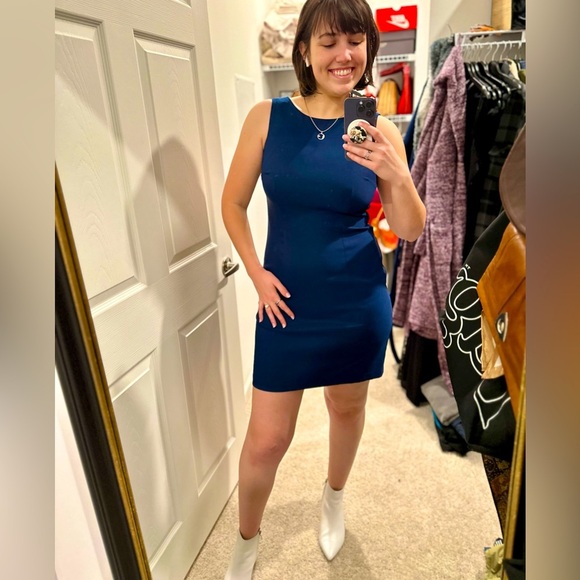 AB studio preppy vintage corpcore business core classic navy sheath dress sz 4 - Picture 8 of 13